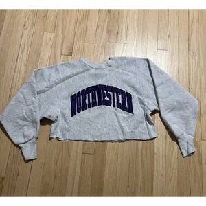 Vintage Northwestern Wildcats Champion‎ Reverse Weave Sweater Mens Large Cutoff